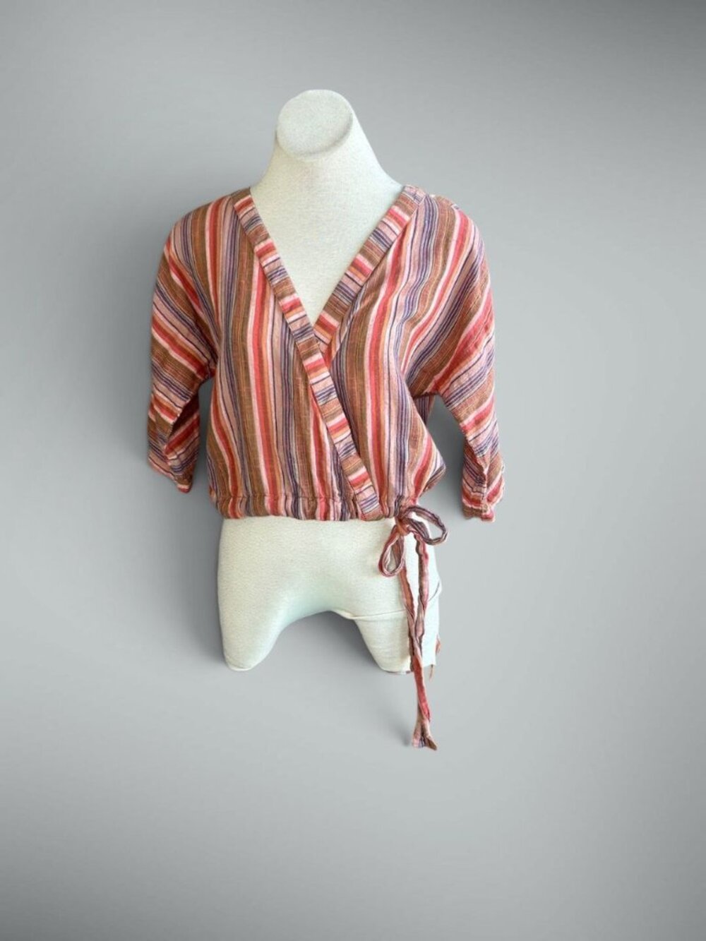 Girl Krazy Retro Striped Boho Retro Wrap Style Side Tie Size Medium